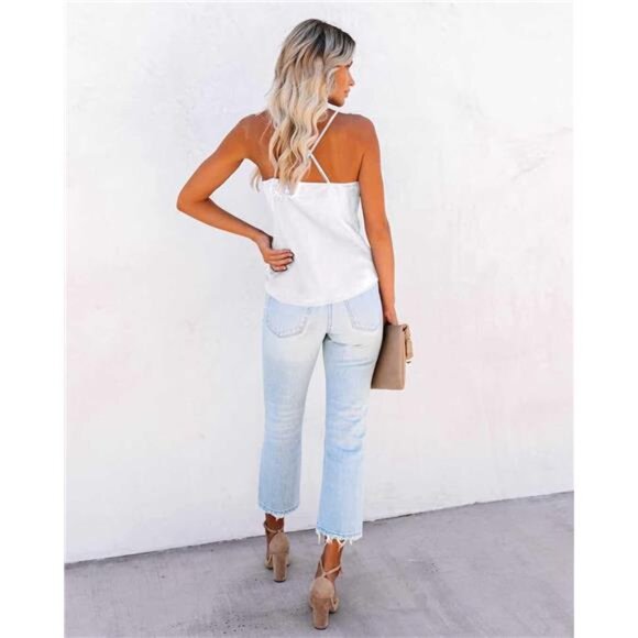 Satin Cowl Neck Camisole – Adjustable Spaghetti Straps, Sleeveless Silky Tank - Picture 2 of 4